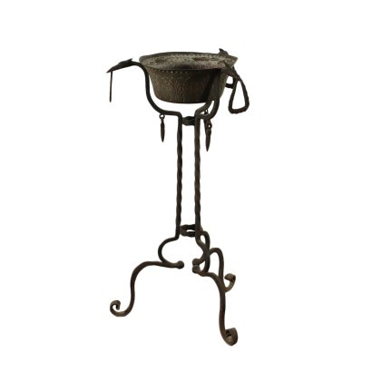 Vase-Holder Wrought Iron Copper Italy 20th Century