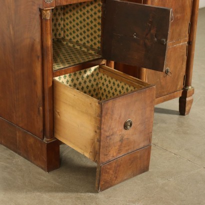 Pair of Empire Bedside Tables Walnut Italy 19th Century