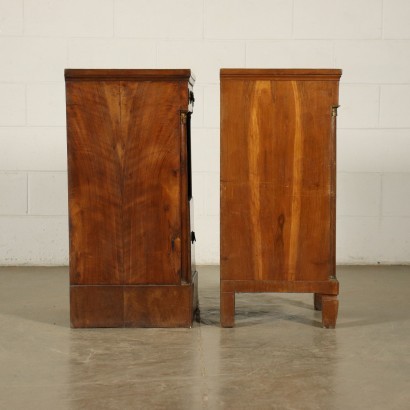 Pair of Empire Bedside Tables Walnut Italy 19th Century