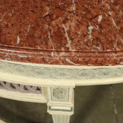 Console Demi-Lune Néoclassique Peuplier Marbre - Italie XVIII Siècle