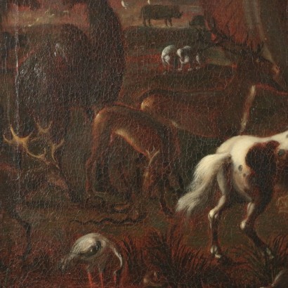 Entrance Of The Animals Into Noah’s Ark Oil On Canvas 18th Century