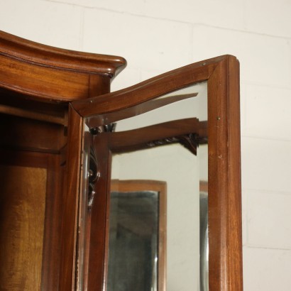 Barocchetto Revival Wardrobe Mahogany Walnut Mirror Italy 20th Century