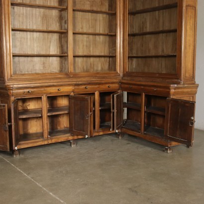 Pair of Charles X Bookcases Walnut Poplar Italy 19th Century