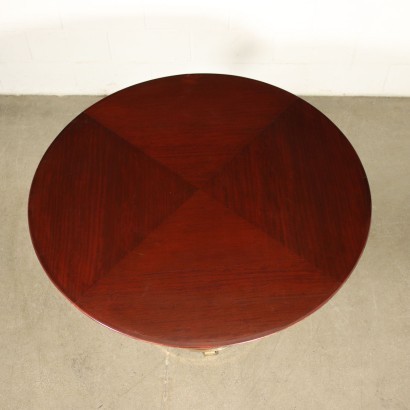 Table Solid Wood Mahogany Veneer Brass Italy 1950s