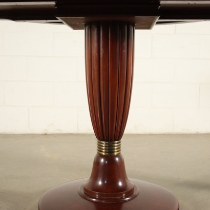 Table Solid Wood Mahogany Veneer Brass Italy 1950s