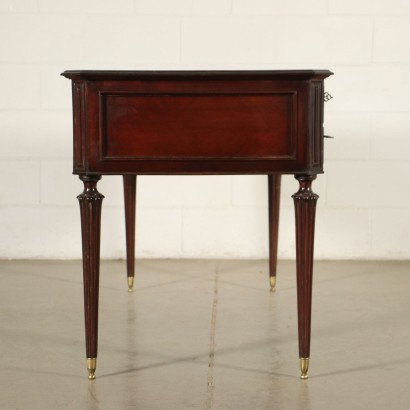 Neo-Classical Revival Open Desk Walnut Veneer Brass Italy 20th Century