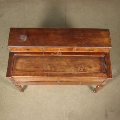 French Open Desk Walnut Veneer Oak France 19th century