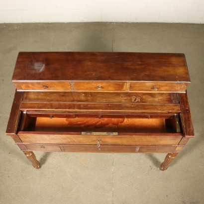 French Open Desk Walnut Veneer Oak France 19th century