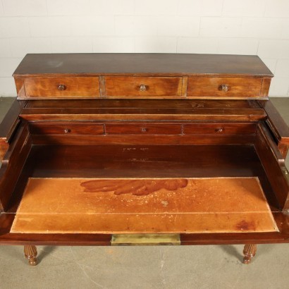 French Open Desk Walnut Veneer Oak France 19th century