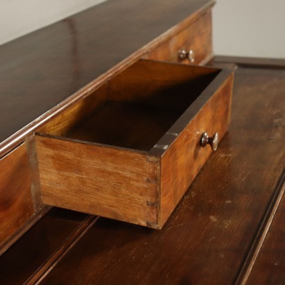 French Open Desk Walnut Veneer Oak France 19th century