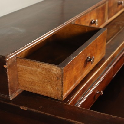 French Open Desk Walnut Veneer Oak France 19th century