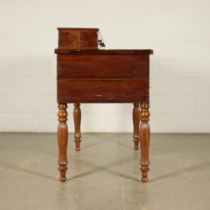 French Open Desk Walnut Veneer Oak France 19th century