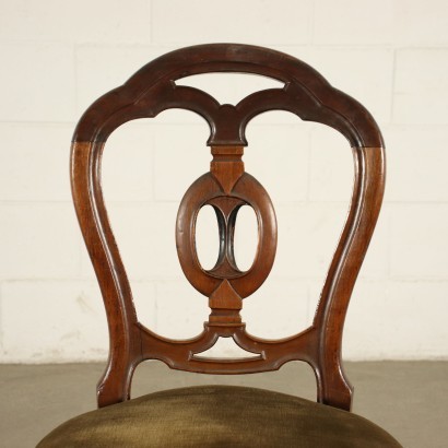 Group of 4 Ubertine Chairs Walnut Padded Italy 19th Century