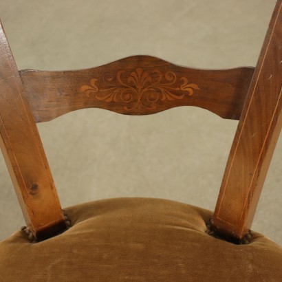 Group of 4 Charles X Chairs Wlanut Marple Padded Italy 19th Century