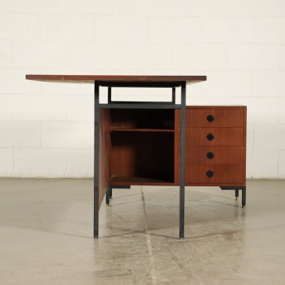 Desk Teak Veneer Metallic Enamelled Italy 1960s Italian Production