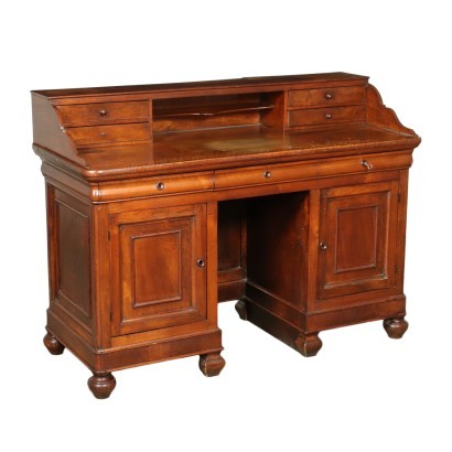 Louis Philippe Desk Walnut Silver Fir Italy 19th Century