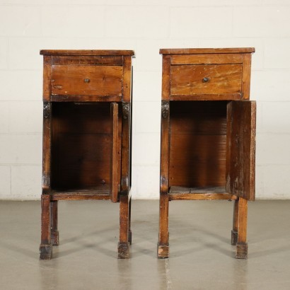 Pair of Restoration Bedside Tables Silver FIr Walnut 19th Century