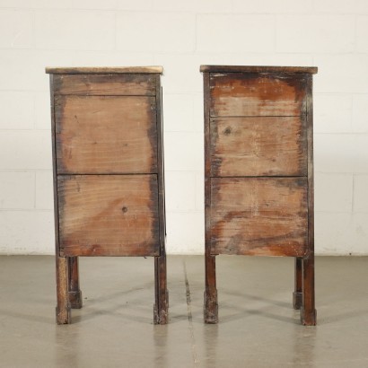 Pair of Restoration Bedside Tables Silver FIr Walnut 19th Century