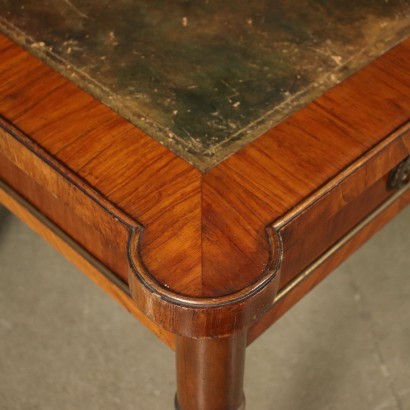 Revival Desk Mahogany Brass Italy 20th Century