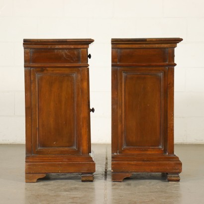 Pair of Liberty Bedside Tables Walnut Oak Marple Italy 20th Century