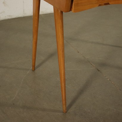 Desk Solid Beech Ash Veneer Back-Treated Clear Glass Italy 1950s