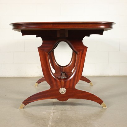 Table Mahogany Wood Back-Treated Glass Brass Italy 1950s 1960s