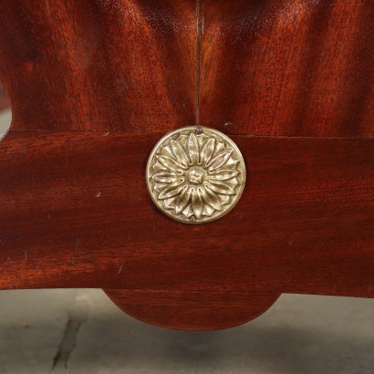 Table Mahogany Wood Back-Treated Glass Brass Italy 1950s 1960s