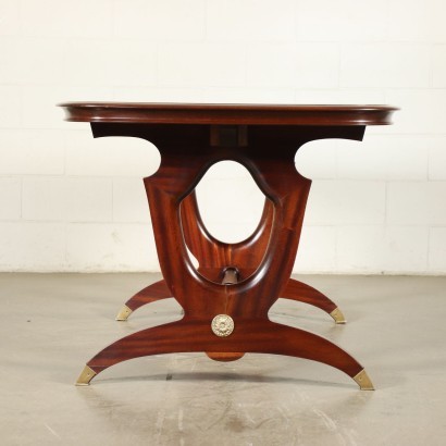 Table Mahogany Wood Back-Treated Glass Brass Italy 1950s 1960s