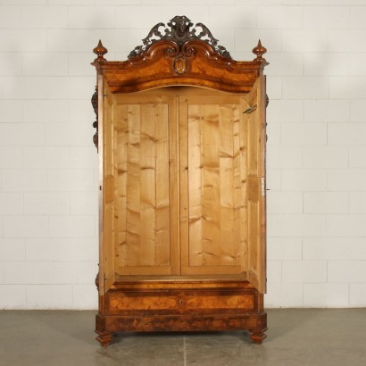 Antiquitäten, Kleiderschrank, Antiker Kleiderschrank, Antiker Kleiderschrank, Antiker italienischer Kleiderschrank, Antiker Kleiderschrank, neoklassizistischer Kleiderschrank, Kleiderschrank aus dem 19. Jahrhundert, Umbertino Kleiderschrank