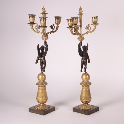 Pair of Napoleon III Chandelier Bronze France 19th Century