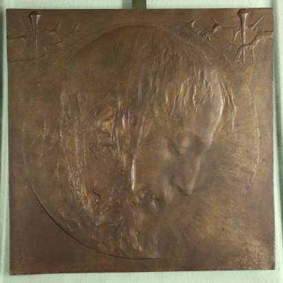 Ecce Homo par Enrico Saroldi Bronze Doré Verre - Italie Années 1940