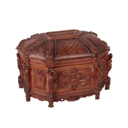 Engraved Box Solid Cherry Italy 19th Century