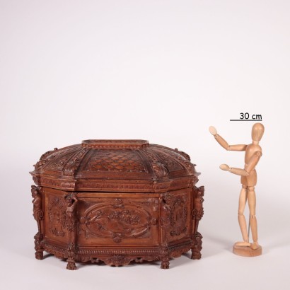 Engraved Box Solid Cherry Italy 19th Century