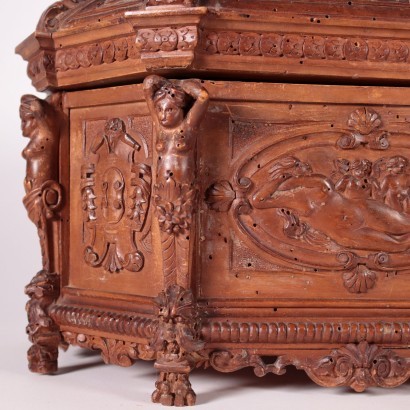 Engraved Box Solid Cherry Italy 19th Century