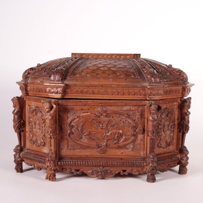 Engraved Box Solid Cherry Italy 19th Century