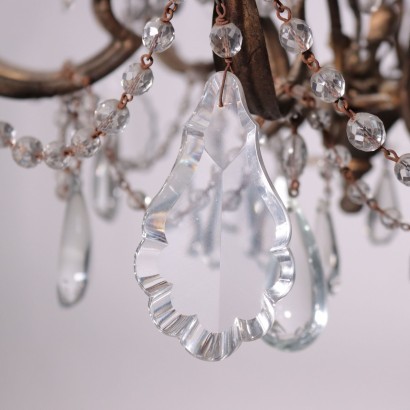 Eight Lights Chandelier Iron Glass Italy 20th Century