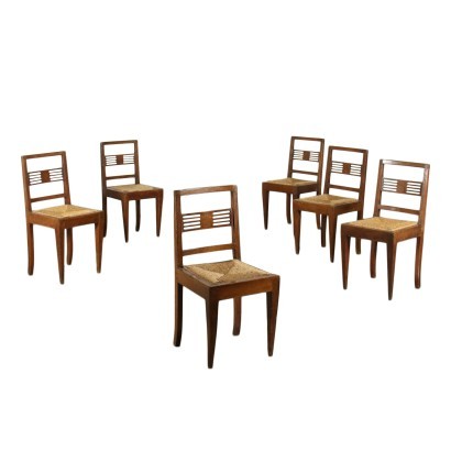 Group of 6 Directorie Chairs Walnut Italy 18th-19th Century