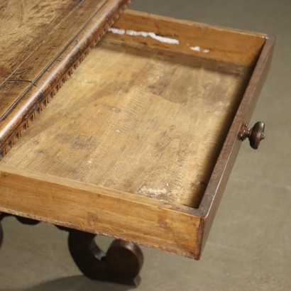 Small Neo-Renaissance Table Walnut Poplar Iron Italy 19th Century