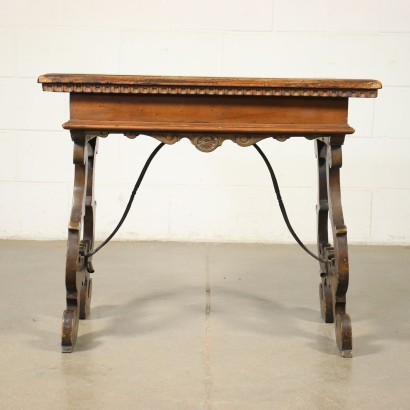 Small Neo-Renaissance Table Walnut Poplar Iron Italy 19th Century