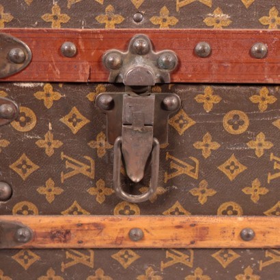 Louis Vuitton Wardrobe Trunk Brass Oil Cloth France 1920s