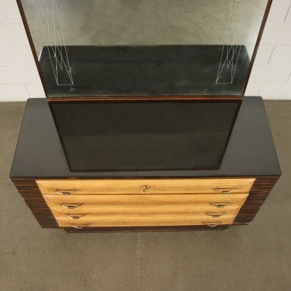 Commode Hêtre Placage d'Érable Laiton Verre Italie Années 1940