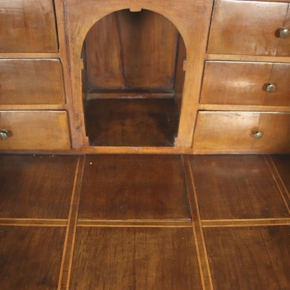 Neo-Classical Drop-Leaf Secretaire Cherry Walnut Maple Trentino 1700