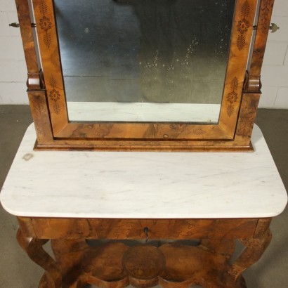 Console Avec Miroir Charles X Marbre Placage Peuplier Italie 1800