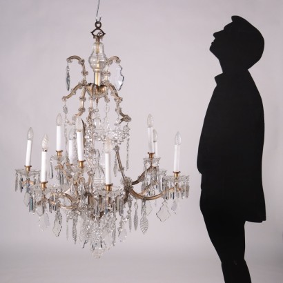 Chandelier In The Style Of Maria Theresa Glass Italy 20th Century