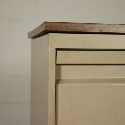 Office Storage Cabinet Metallic Enamelled Wood Formica Italy 1970s