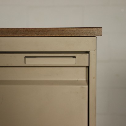 Office Storage Cabinet Metallic Enamelled Wood Formica Italy 1970s