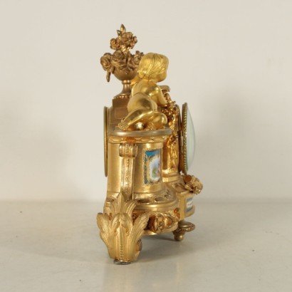 Table Clock Gilded Bronze Porcelain France 19th Century