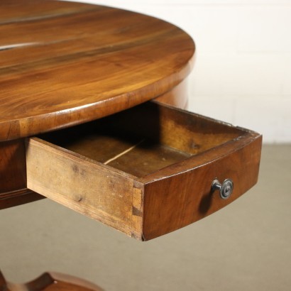 Restoration Table Walnut Slab Italy 19th Century