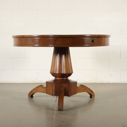 Restoration Table Walnut Slab Italy 19th Century