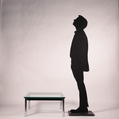 Table Basse Le Corbusier Metal Chromé Émaillé Verre Italie Années 1990